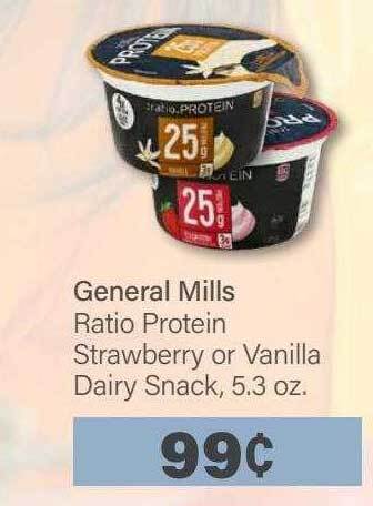 Commissary General mills ratio protein strawberry or vanilla dairy snack offer
