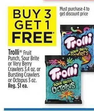 Dollar General Trolli fruit punch sour brite or very berry crawlers or bursting crawlers or octopus offer