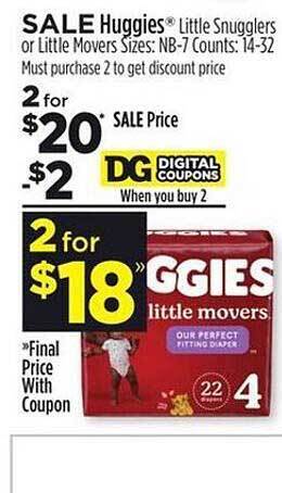 Dollar General Huggies little snugglers or little movers offer