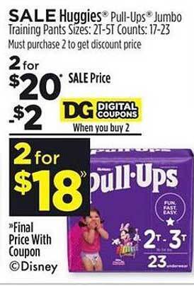 Dollar General Huggies pull-ups jumbo training pants offer