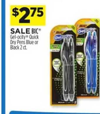 Dollar General Bic gel-ocity quick dry pens blue or black offer