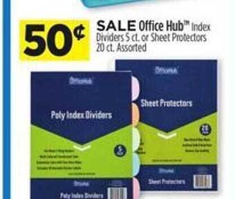 Dollar General Office hub index dividers or sheet protectors offer