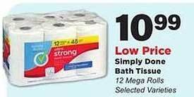 Stater Bros Simply done bath tissue offer