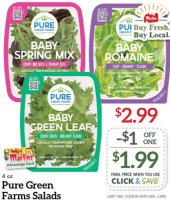 Martin's 4 oz. Pure Green Farms Salads offer