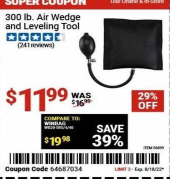 Harbor Freight Tools 300 lb air wedge and leveling tool offer