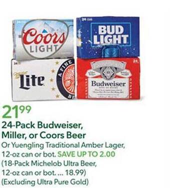 Publix 24-pack budweiser, miller, or coors beer offer