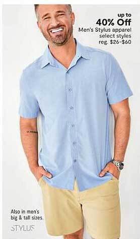 JC Penney Men's stylus apparel select styles offer