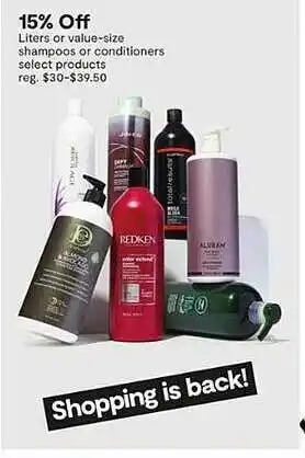 JC Penney Liters or value-size shampoos or conditioners select products offer