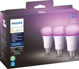 Best Buy Philips - hue white & color ambiance a19 bluetooth led smart bulbs (3-pack) - multicolor offer