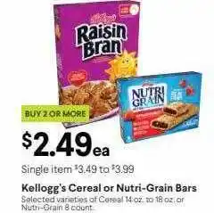 Bel Air Markets Kellogg's cereal or nutri-grain bars offer