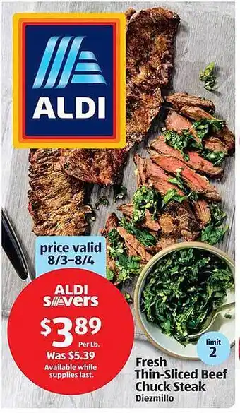 Aldi Fesh thin-sliced beef chuck steak offer