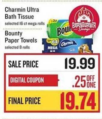 Lowes Foods Charmin ultra bath tissue, bounty paper towels offer