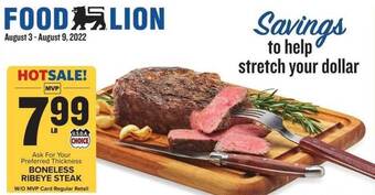 Food Lion Boneless ribeye steak offer