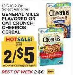 Food Lion General mills flavored or oat crunch cheerios cereal offer