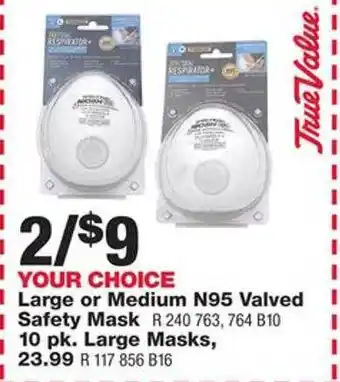 True Value Large or medium n95 valved safety mask or large masks offer