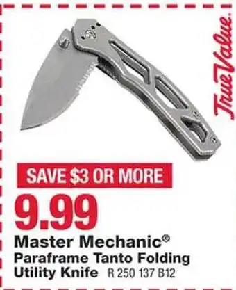 True Value Master mechanic paraframe tanto folding utility knife offer