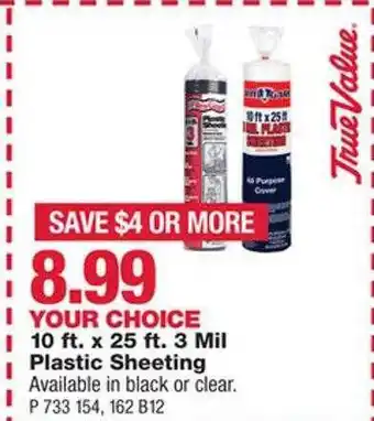 True Value Mil plastic sheeting offer