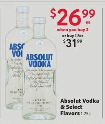 Winn Dixie Absolut vodka & select flavors offer