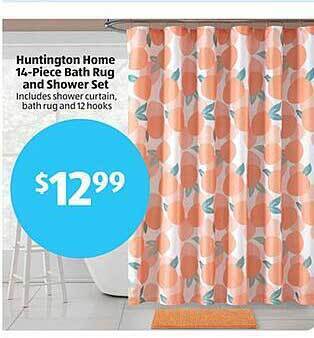 Aldi Huntington home 14-piece bath rug and shower set offer