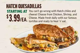 Central Market Hatch quesadillas offer