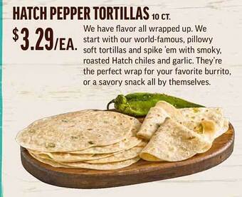 Central Market Hatch pepper tortillas offer