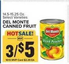 Food Lion Del monte canned fruit offer