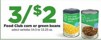 Hy-Vee Food club corn or green beans offer