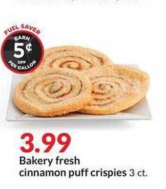 Hy-Vee Bakery fresh cinnamon puff crispies offer