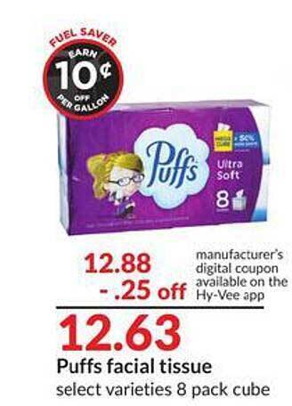 Hy-Vee Puffs facial tissue offer