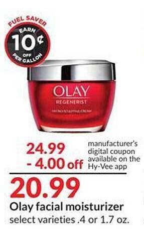 Hy-Vee Olay facial moisturizer offer