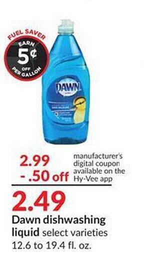 Hy-Vee Dawn dishwashing liquid offer
