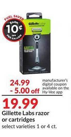 Hy-Vee Gillette labs razor or cartridges offer