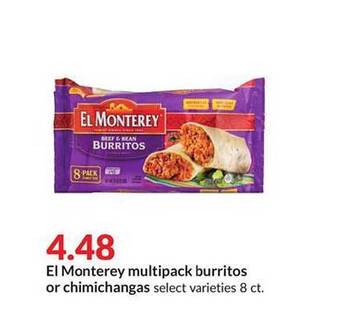 Hy-Vee El monterey multipack burritos or chimichangas offer