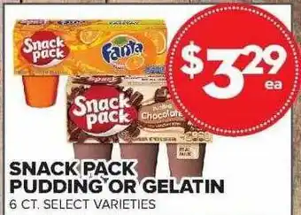Price Cutter Snack pack pudding or gelatin offer