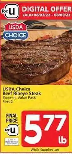 Safeway Usda choice beef ribeye steak offer