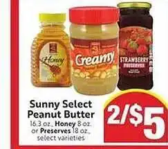 Save Mart Sunny select peanut butter, honey or preserves offer