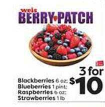 Weis Markets Blackberries, blueberries, raspberries, strawberries offer