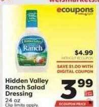 Weis Markets Hidden valley ranch salad dressing offer