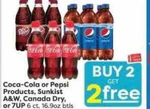 Weis Markets Coca-cola or pepsi products, sunkist a&w, canada dry or 7up offer