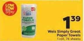 Weis Markets Weis simply great paper towels offer