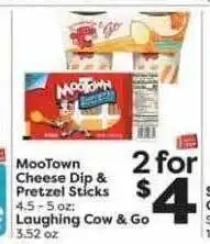 Weis Markets Mootown cheese dip & pretzel sticks, laughing cow & go offer
