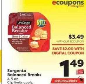 Weis Markets Sargento balanced breaks offer
