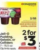Weis Markets Jell-o pudding gelatin or colliders offer