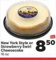 Weis Markets New york style or strawberry swirl cheesecake offer