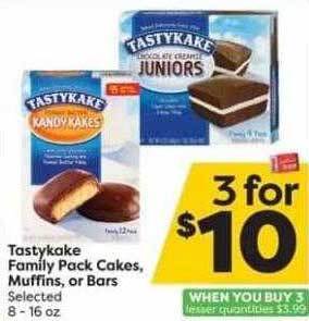 Weis Markets Tastykake family pack cakes, muffins, or bars offer