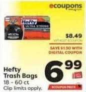 Weis Markets Hefty trash bags offer