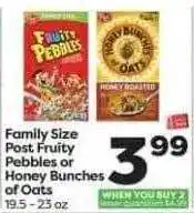 Weis Markets Family size past fruity pebbles or honey bunches of oats offer