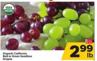 Weis Markets Organic california red or green seedless grapes offer