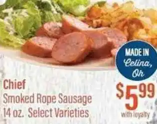 Chief Supermarket Chief Smoked Rope Sausage 14 Oz. offer