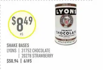 US Foods Chef's Store Shake bases lyons offer